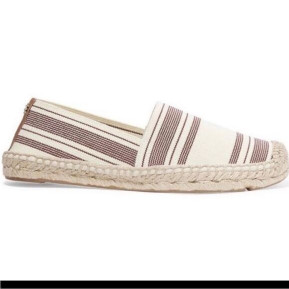 Tory Burch Striped Ivory, Plum, Tan Elastic Espadrilles Flats! ❤️ - Picture 2 of 9